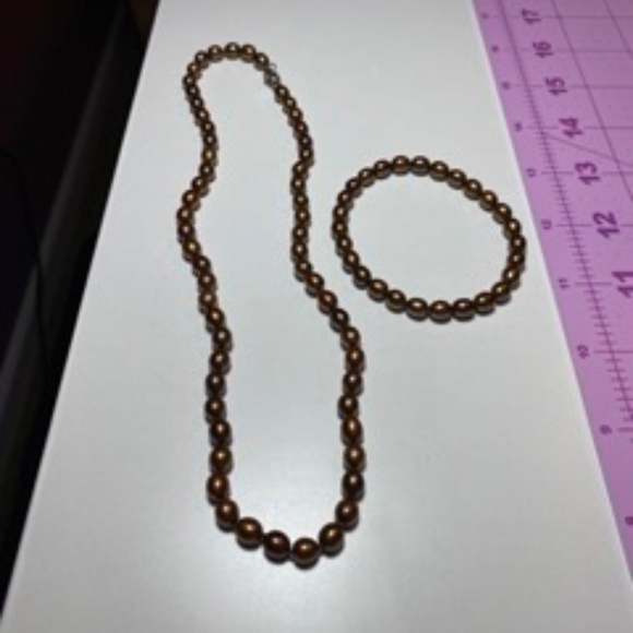 Brown Honora Pearl Necklace and Bracelet Set - Picture 2 of 3